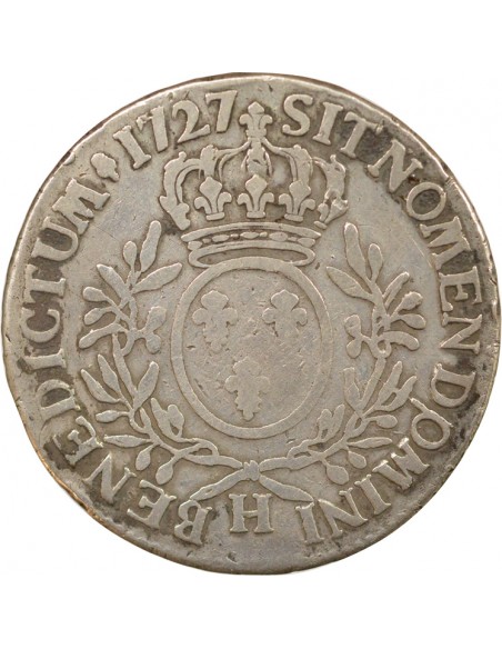 Louis XV Au Buste Habillé 1 ecu Argent 1727 H La Rochelle