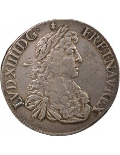 Louis XIV Au Buste Juvénile 1 ecu Argent 1667 9 Rennes 2