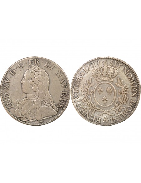 Louis XV Au Buste Habillé 1 ecu Argent 1727 A - Paris