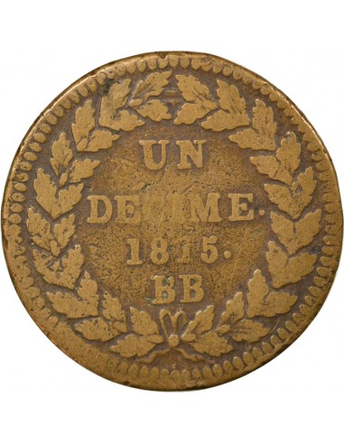 Louis XVIII 1 décime Bronze 1815 BB Strasbourg