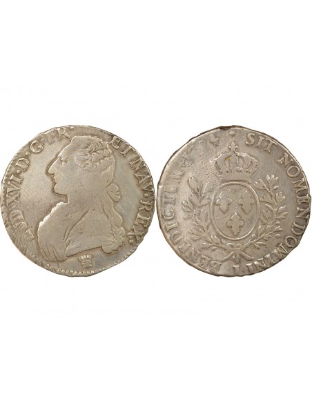 Louis XVI Au Buste Habillé ecu Argent 1784 I Limoges