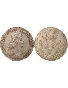 Louis XIV Aux Palmes 1 ecu Argent 1694 H La Rochelle