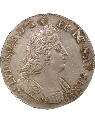 Louis XIV Aux Palmes 1 ecu Argent 1694 H La Rochelle