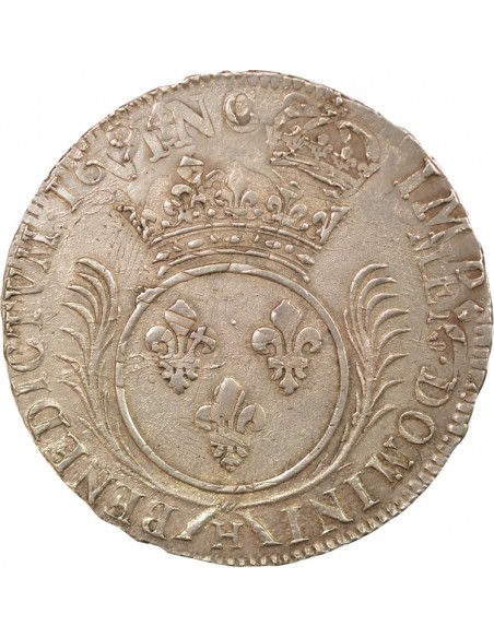 Louis XIV Aux Palmes 1 ecu Argent 1694 H La Rochelle