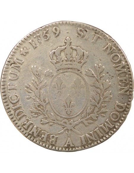 Louis XV Au Bandeau 1 ecu Argent 1759 A - Paris