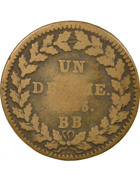 Roi d'Italie 1 décime Cuivre 1815 BB Strasbourg