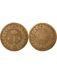 Louis XVIII 1 décime Bronze 1815 BB Strasbourg