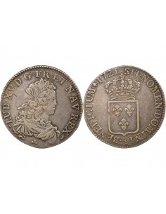 Louis XV De France 1 ecu Argent 1721 B Rouen