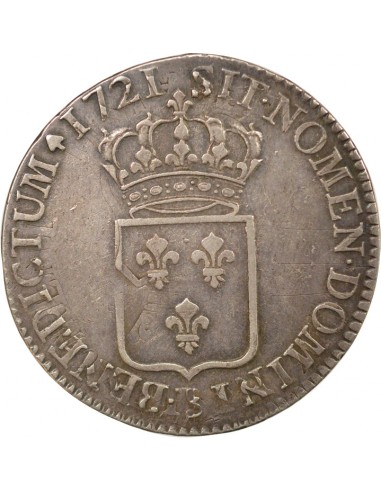Louis XV De France 1 ecu Argent 1721 B Rouen