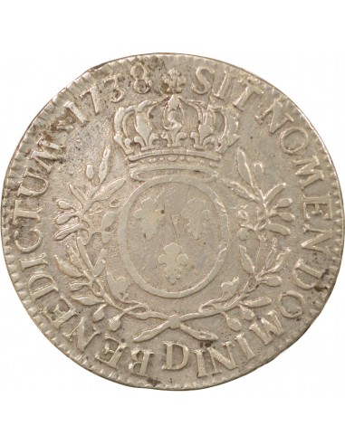 Louis XV Au Buste Habillé 1 ecu Argent 1738 D Lyon