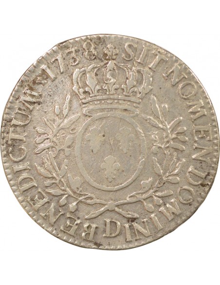 Louis XV Au Buste Habillé 1 ecu Argent 1738 D Lyon