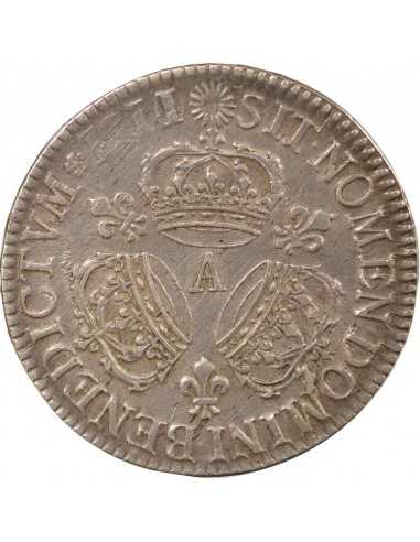 Louis XIV Aux Palmes 1 ecu Argent 1711/0 A - Paris