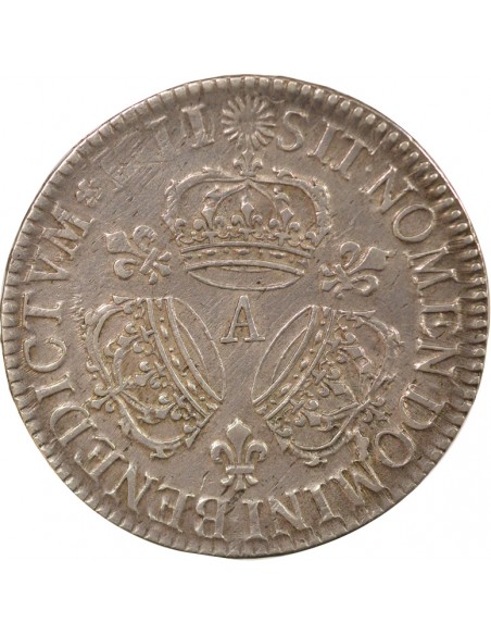 Louis XIV Aux Palmes 1 ecu Argent 1711/0 A - Paris