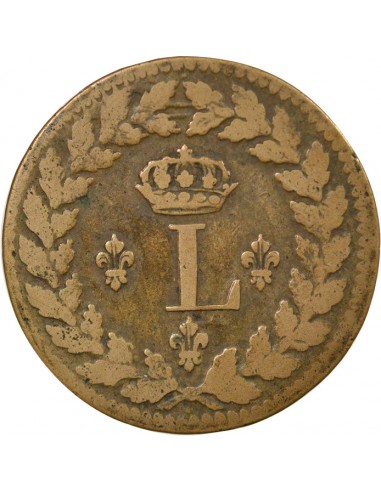 Louis XVIII 1 décime Bronze 1815 BB Strasbourg