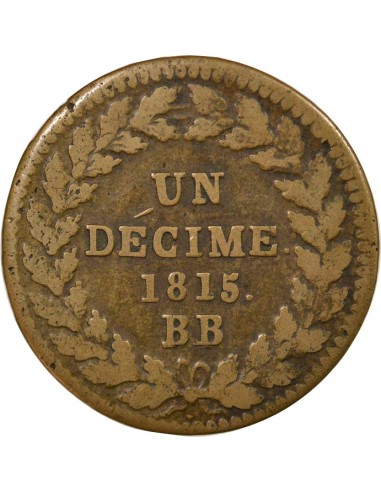 Louis XVIII 1 décime Bronze 1815 BB Strasbourg