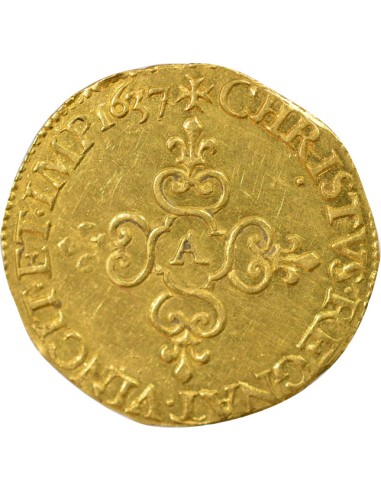 Louis XIII Au Soleil 1 ecu d'or Or 1637 A - Paris