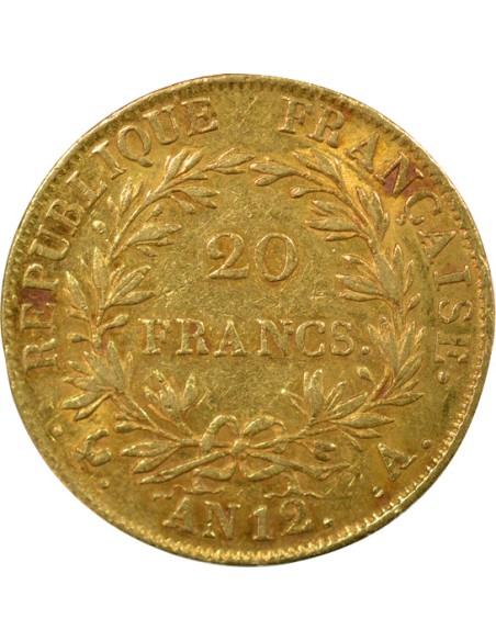 Roi d'Italie Buste Intermédiaire 20 francs Or An 12 A - Paris
