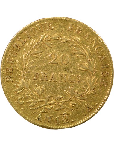 Roi d'Italie Buste Intermédiaire 20 francs Or An 12 A - Paris