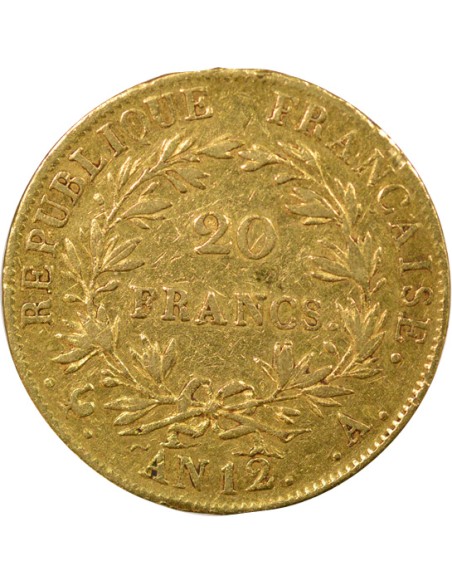 Roi d'Italie Buste Intermédiaire 20 francs Or An 12 A - Paris