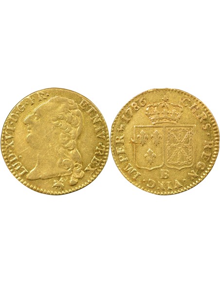 Louis XVI A la Tête nue 1 louis d'or Or 1786 B Rouen
