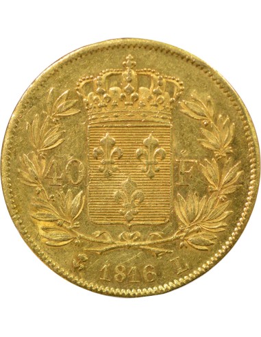 Louis XVIII Tête nue 40 francs Or 1816 L Bayonne