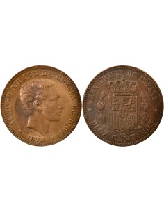 Espagne Alphonse XII d'Espagne 10 centimos Cuivre 1878 Barcelone