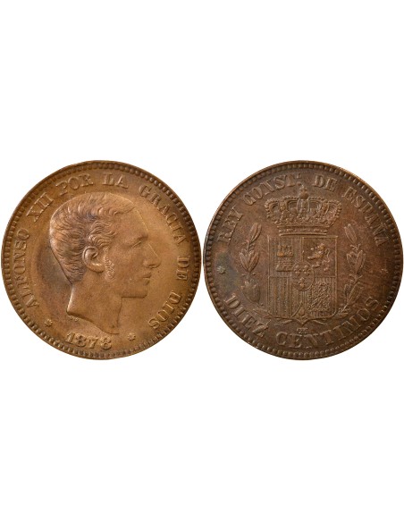 Espagne Alphonse XII d'Espagne 10 centimos Cuivre 1878 Barcelone