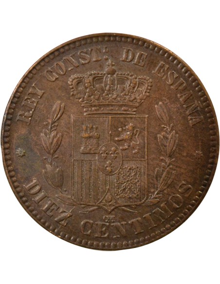 Espagne Alphonse XII d'Espagne 10 centimos Cuivre 1878 Barcelone