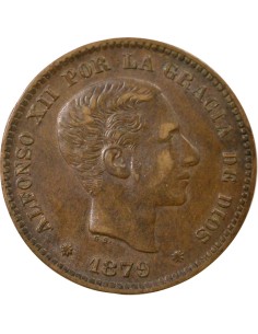 Espagne Alphonse XII d'Espagne 5 centimos Cuivre 1879 Barcelone 2