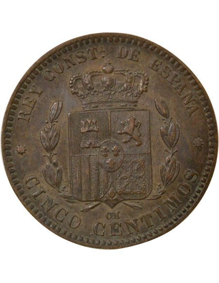 Espagne Alphonse XII d'Espagne 5 centimos Cuivre 1879 Barcelone