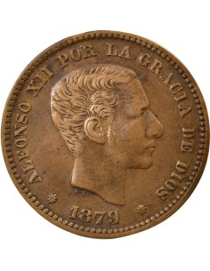 Espagne Alphonse XII d'Espagne 5 centimos Cuivre 1879 Barcelone 2