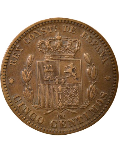 Espagne Alphonse XII d'Espagne 5 centimos Cuivre 1879 Barcelone