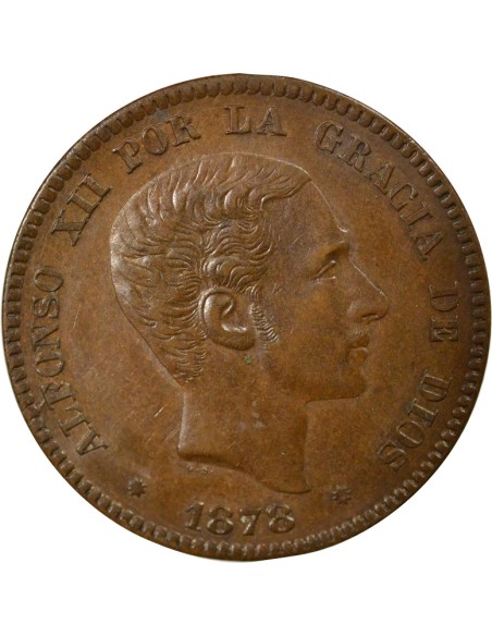 Espagne Alphonse XII d'Espagne 10 centimos Cuivre 1878 Barcelone