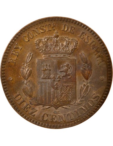 Espagne Alphonse XII d'Espagne 10 centimos Cuivre 1878 Barcelone