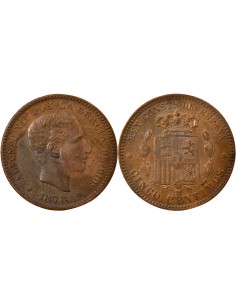 Espagne Alphonse XII d'Espagne 5 centimos Cuivre 1878 Barcelone