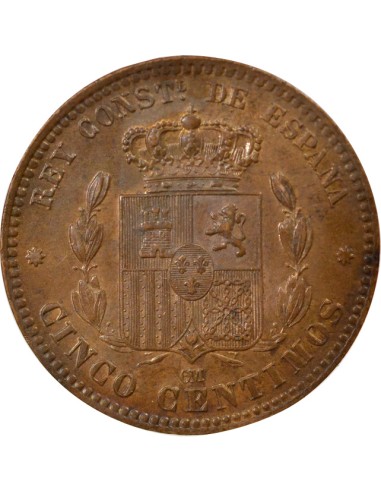Espagne Alphonse XII d'Espagne 5 centimos Cuivre 1878 Barcelone