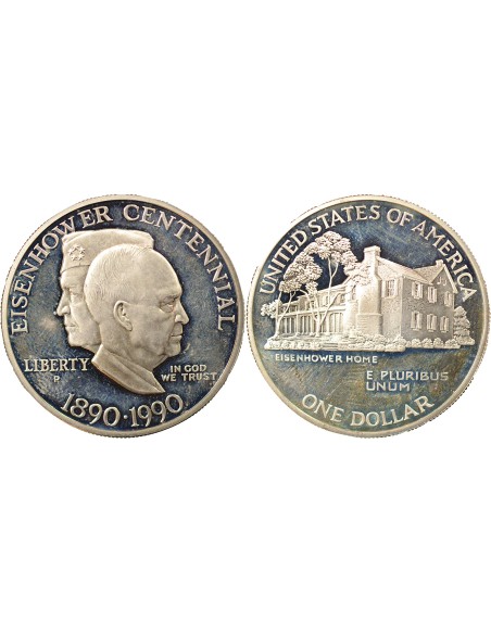 USA Centenaire d'Eisenhower 1 Dollar Billon 1990 Philadelphie