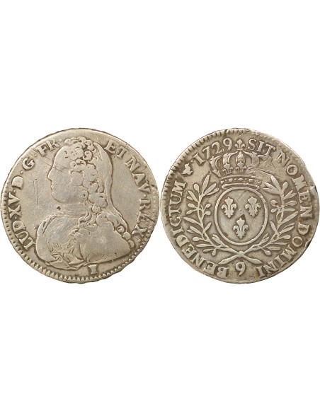 Louis XV Au Buste Habillé 1/2 ecu Argent 1729 9 Rennes