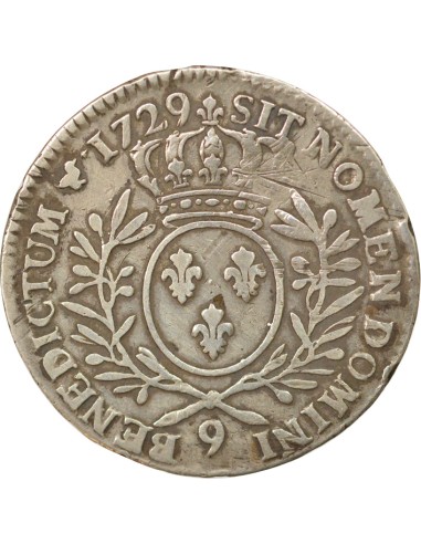 Louis XV Au Buste Habillé 1/2 ecu Argent 1729 9 Rennes