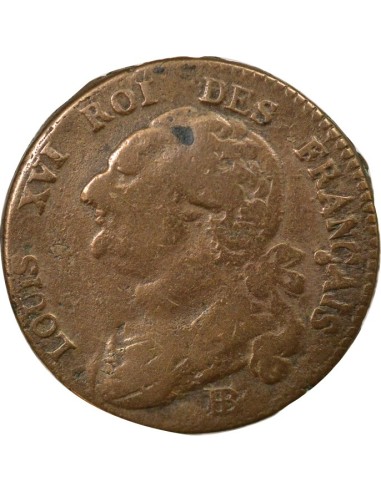 Louis XVI au Faisceau 12 denier Cuivre 1792 BB Strasbourg