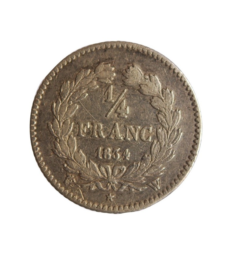 LOUIS PHILIPPE﻿ - 1/4 FRANC ARGENT 1834 W LILLE