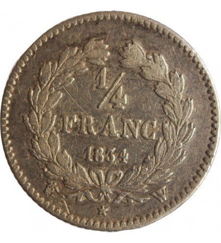 LOUIS PHILIPPE﻿ - 1/4 FRANC ARGENT 1834 W LILLE