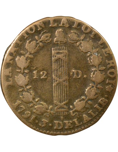 Louis XVI Au Faisceau 12 denier Cuivre 1791 A - Paris