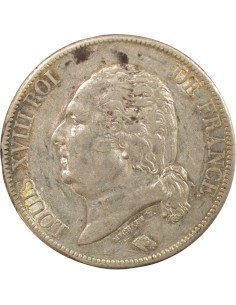 Louis XVIII Tête nue 5 francs Argent 1822 B Rouen 2