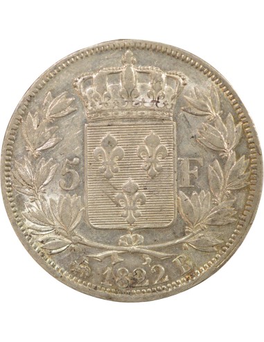 Louis XVIII Tête nue 5 francs Argent 1822 B Rouen