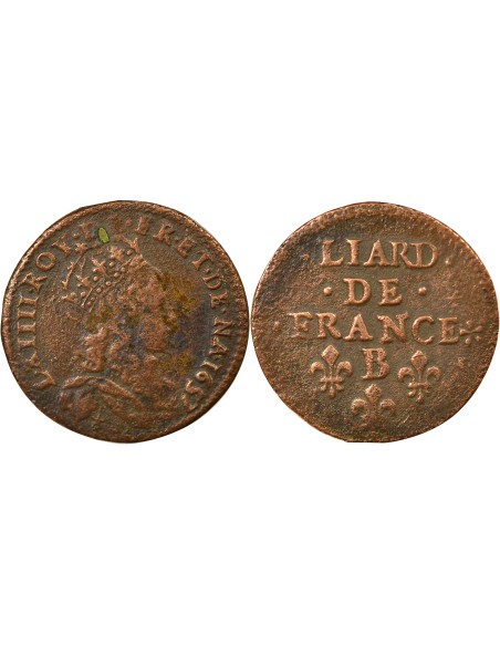 Louis XIV Au Buste Juvénile 1 liard Cuivre 1657 Acquigny