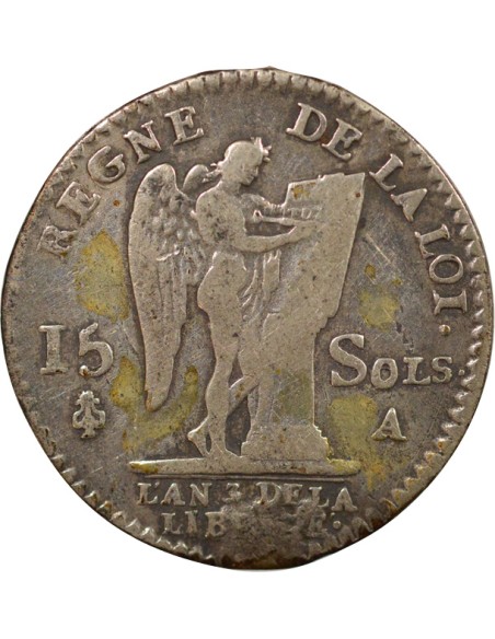 Louis XVI Au Génie 15 sols Argent 1791 A - Paris