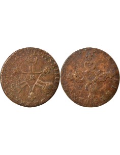 Louis XIV Dardenne 6 deniers Cuivre 1711 H La Rochelle