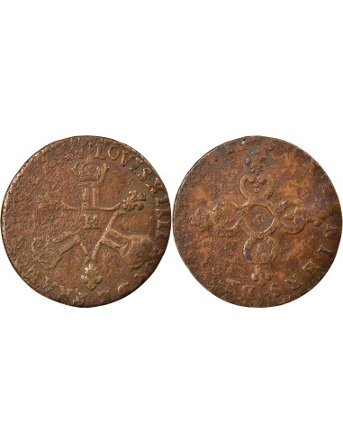 Louis XIV Dardenne 6 deniers Cuivre 1711 H La Rochelle