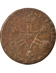 Louis XIV Dardenne 6 deniers Cuivre 1711 H La Rochelle 2